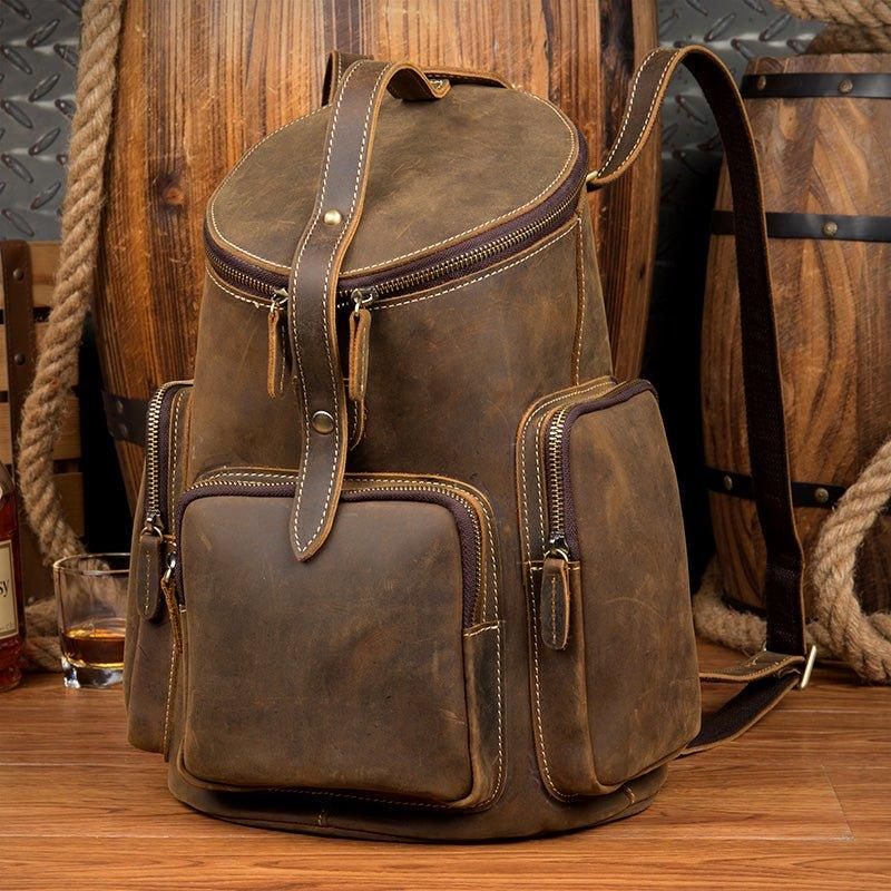 Crazy Horse Sac À Dos Cuir Véritable Pour Hommes Vintage