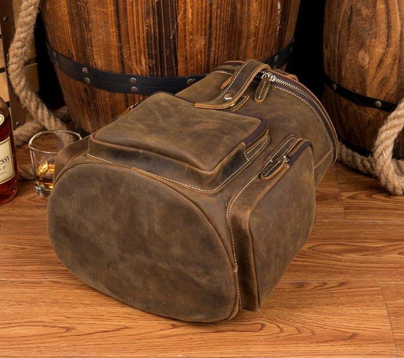 Crazy Horse Sac À Dos Cuir Véritable Pour Hommes Vintage