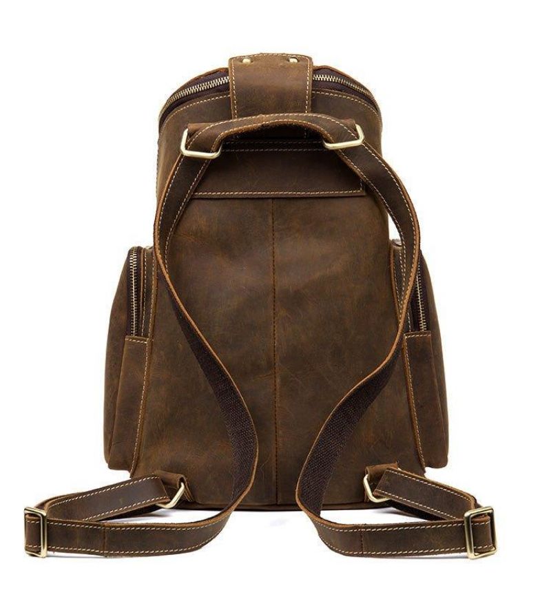 Crazy Horse Sac À Dos Cuir Véritable Pour Hommes Vintage