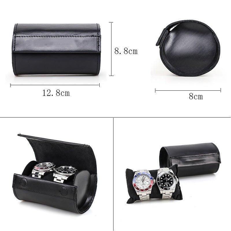 Étui À Montre Cuir Noir Pour 2 Montres