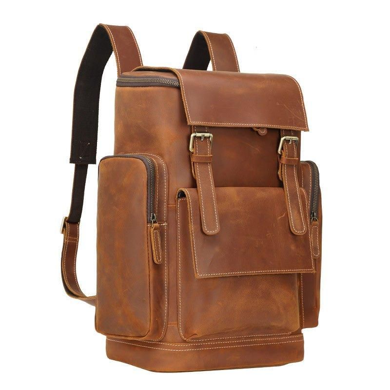 Grand Sac À Dos Cuir Pour Ordinateur Portable Voyage Scolaire