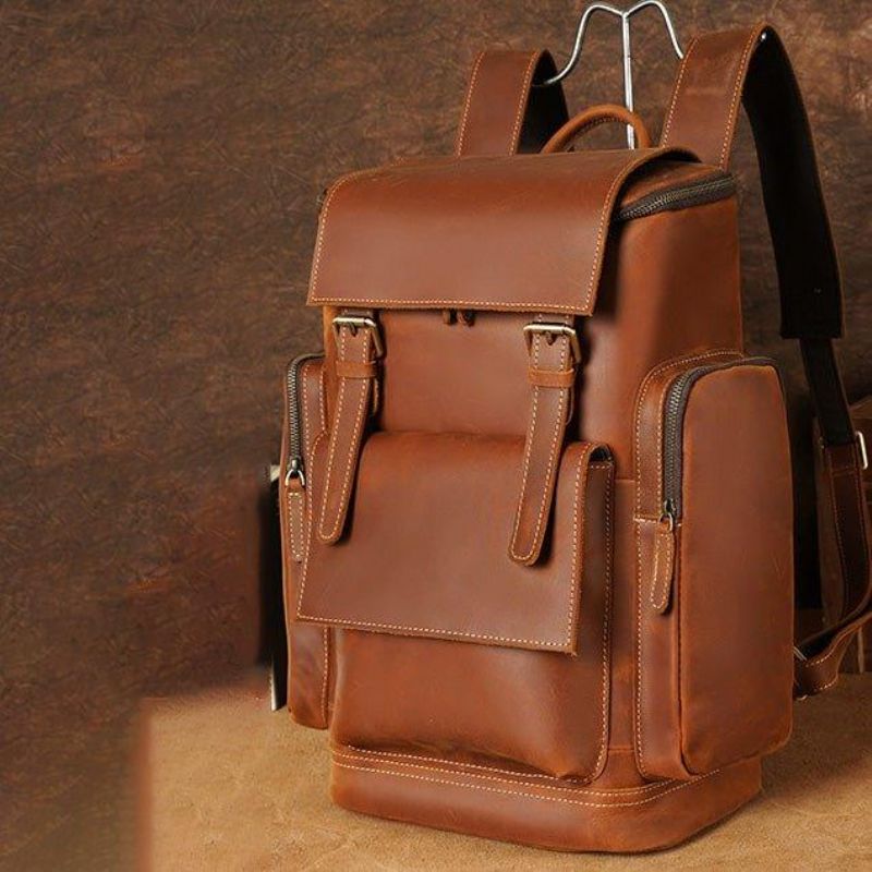 Grand Sac À Dos Cuir Pour Ordinateur Portable Voyage Scolaire