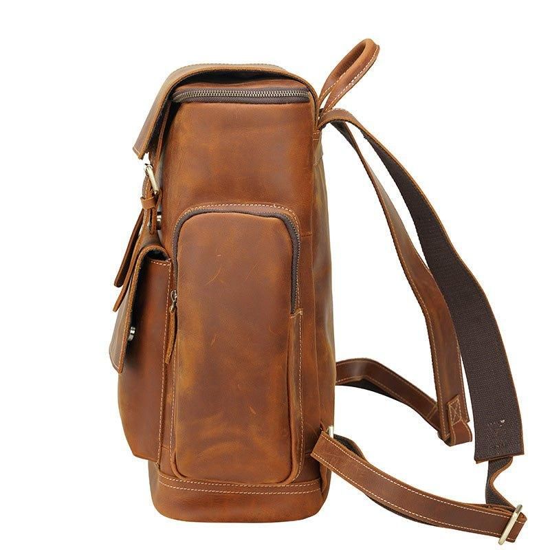 Grand Sac À Dos Cuir Pour Ordinateur Portable Voyage Scolaire