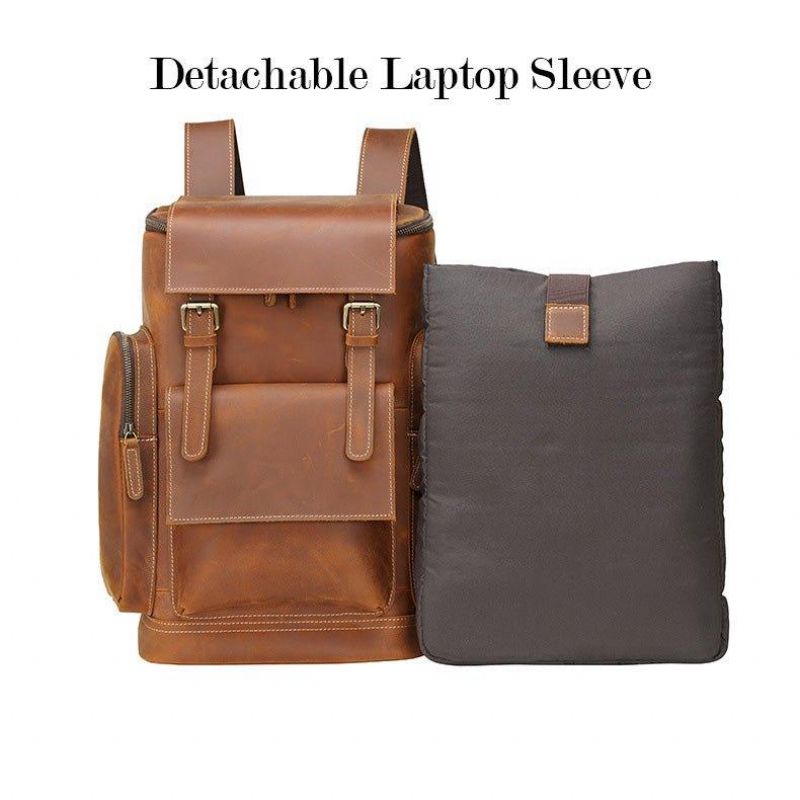 Grand Sac À Dos Cuir Pour Ordinateur Portable Voyage Scolaire