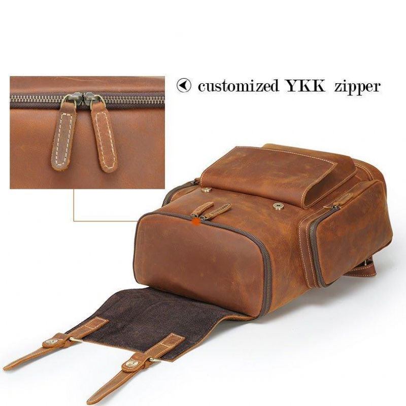Grand Sac À Dos Cuir Pour Ordinateur Portable Voyage Scolaire