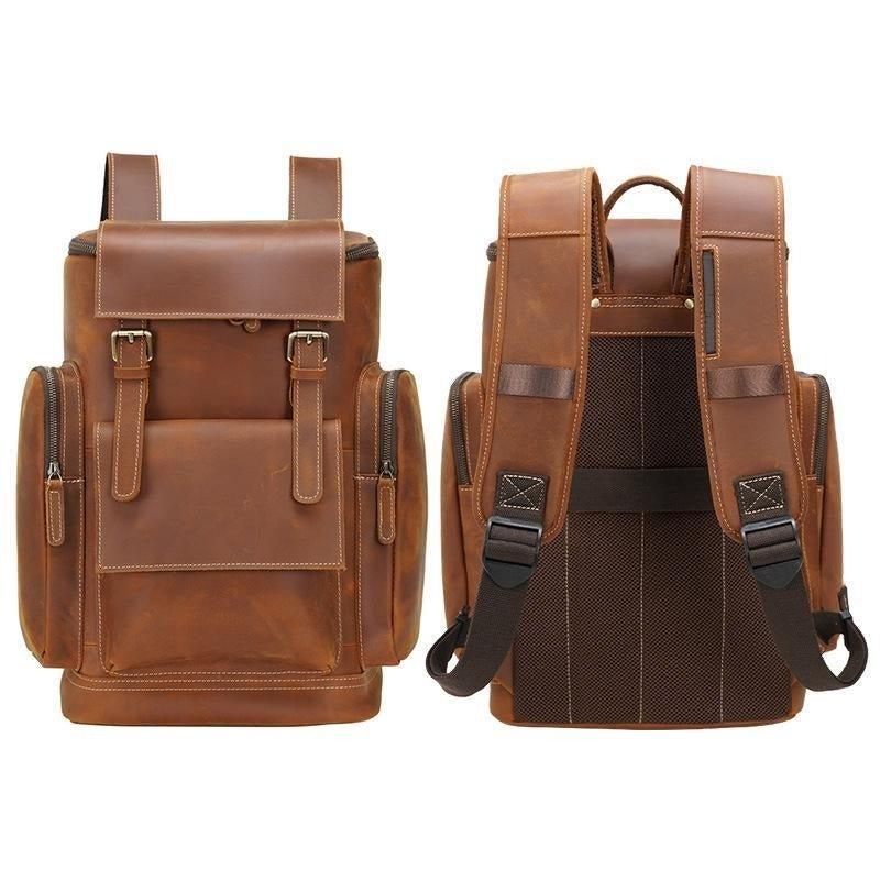 Grand Sac À Dos Cuir Pour Ordinateur Portable Voyage Scolaire