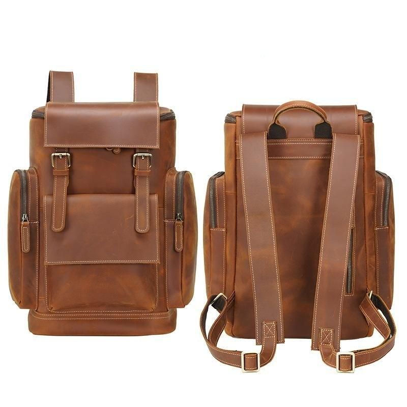 Grand Sac À Dos Cuir Pour Ordinateur Portable Voyage Scolaire