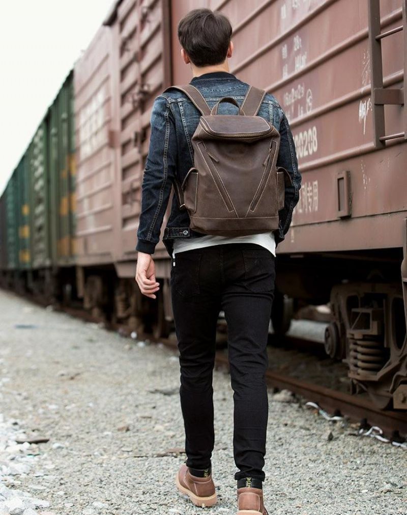 Grand Sac À Dos Cuir Vintage Pour Homme