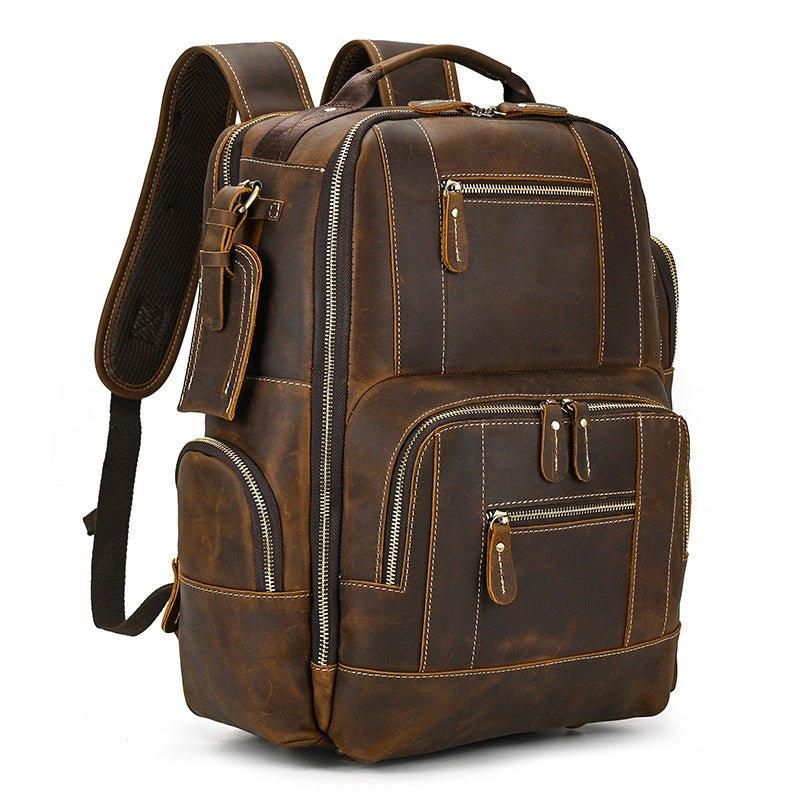 Grand Sac À Dos Cuir Vintage Pour Hommes Le Voyage