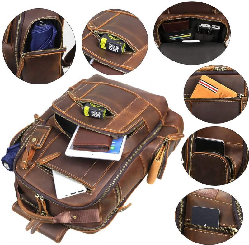 Grand Sac À Dos Cuir Vintage Pour Hommes Le Voyage