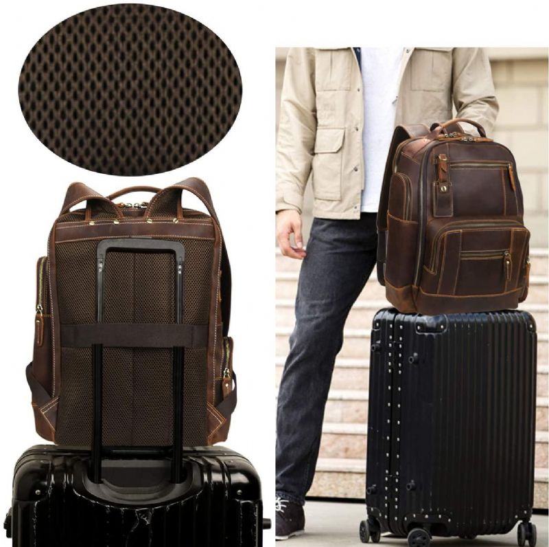 Grand Sac À Dos Cuir Vintage Pour Hommes Le Voyage