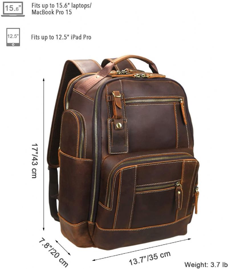 Grand Sac À Dos Cuir Vintage Pour Hommes Le Voyage