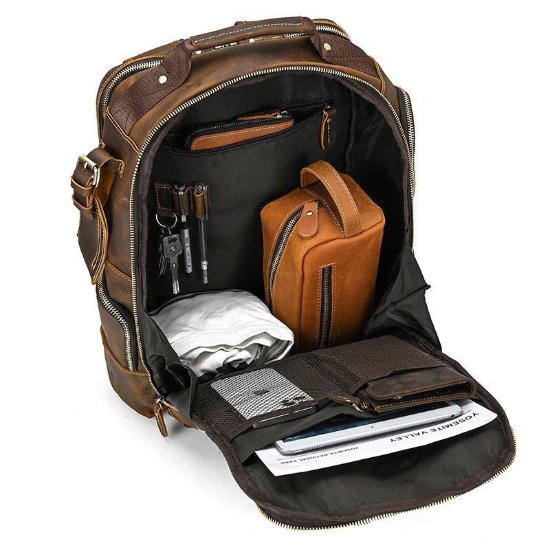 Grand Sac À Dos Cuir Vintage Pour Hommes Le Voyage