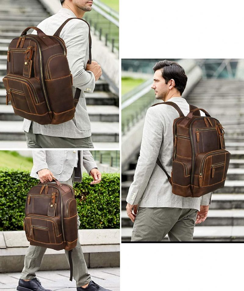 Grand Sac À Dos Cuir Vintage Pour Hommes Le Voyage