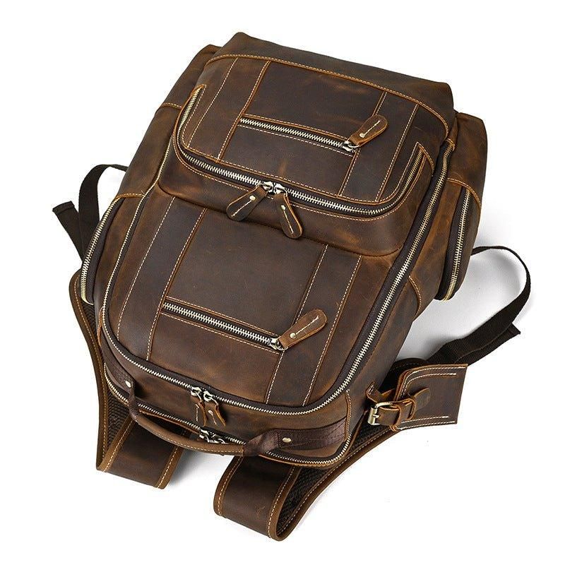 Grand Sac À Dos Cuir Vintage Pour Hommes Le Voyage