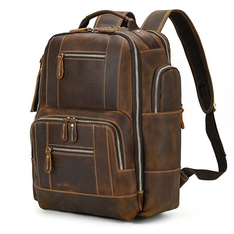 Grand Sac À Dos Cuir Vintage Pour Hommes Le Voyage