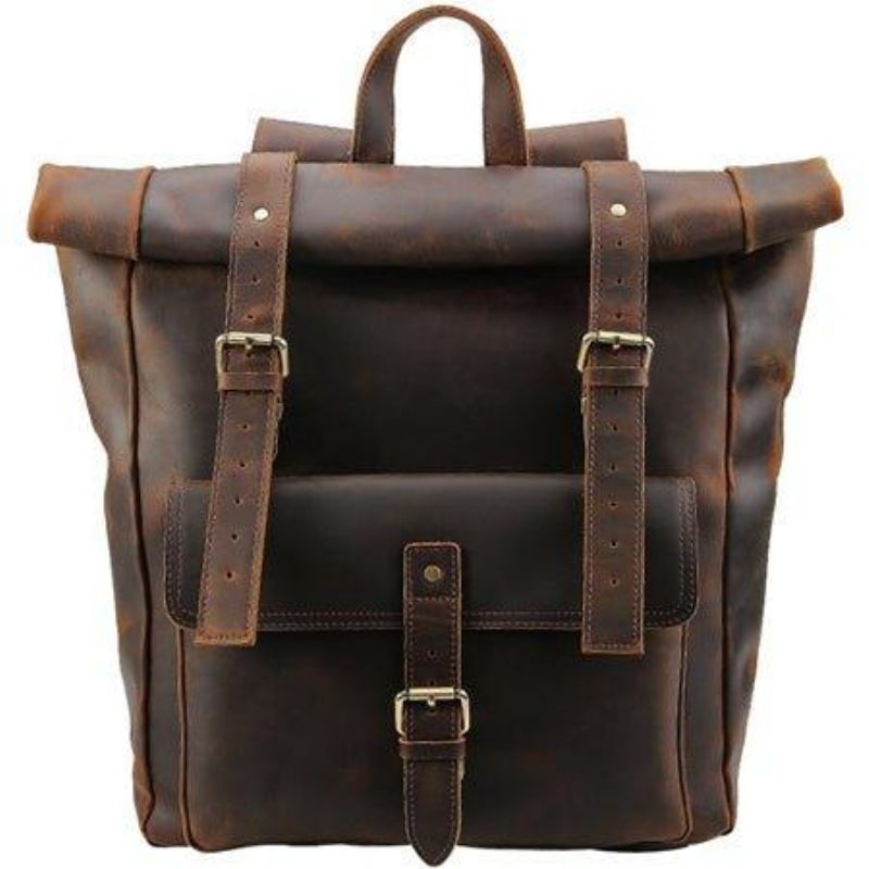 Grand Sac À Dos Roulettes Cuir Pour Ordinateur Portable 17 Pouces