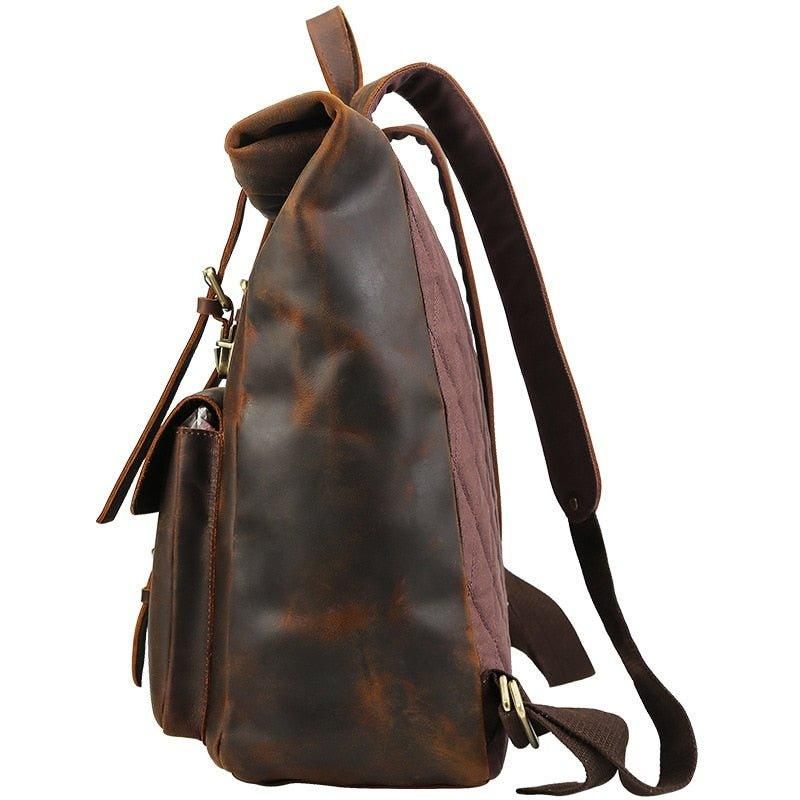 Grand Sac À Dos Roulettes Cuir Pour Ordinateur Portable 17 Pouces