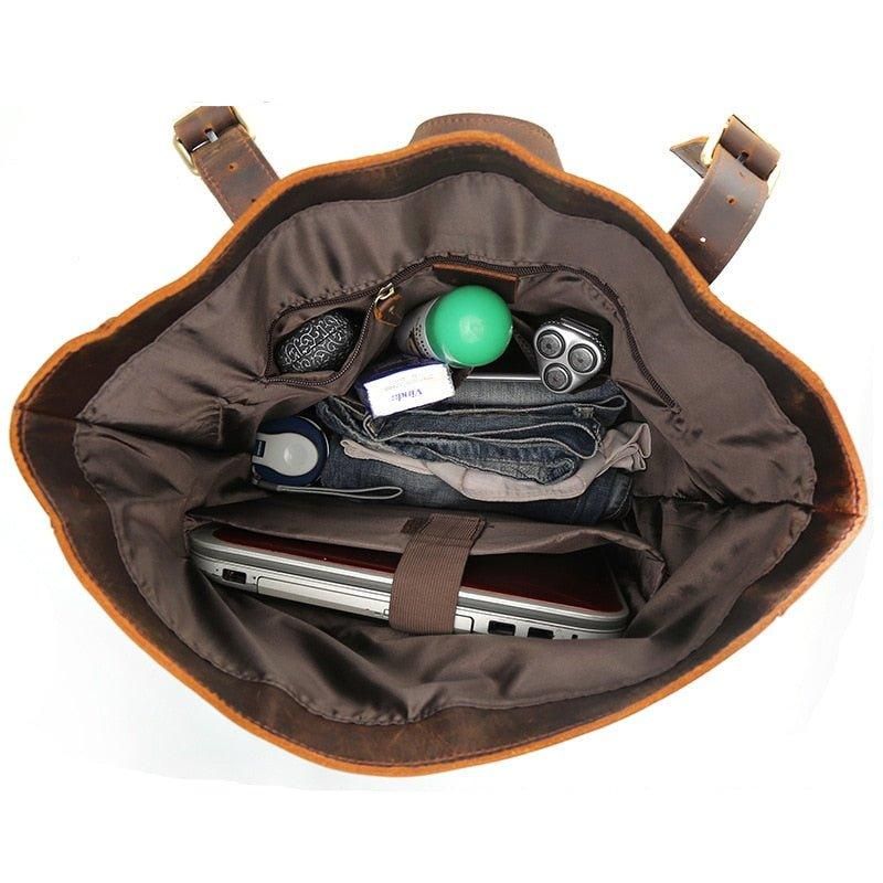 Grand Sac À Dos Roulettes Cuir Pour Ordinateur Portable 17 Pouces