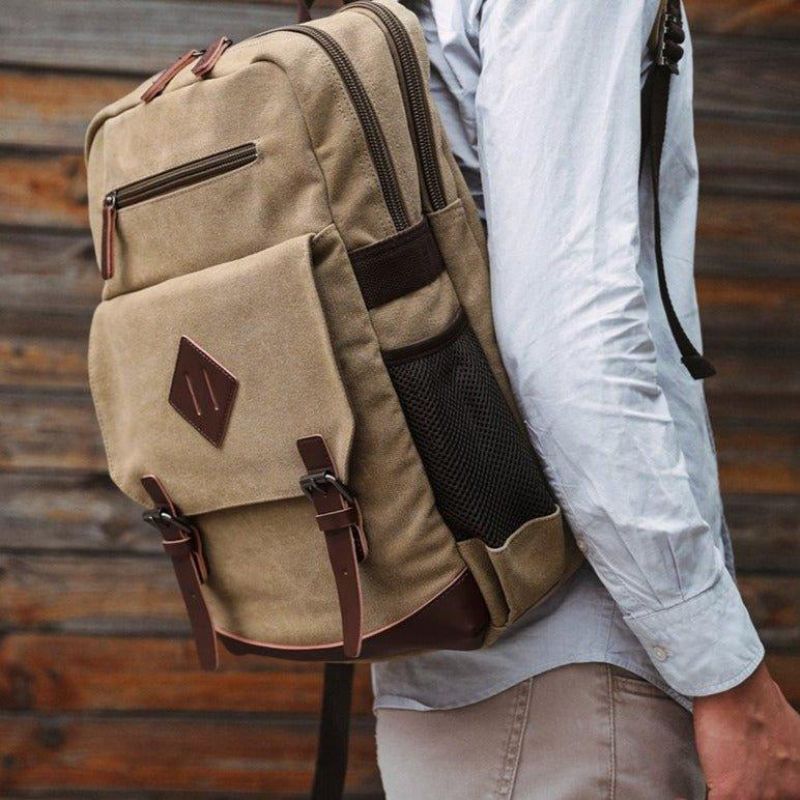 Grand Sac À Dos Toile Vintage Pour Ordinateur Portable