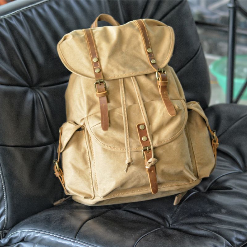 Grand Sac À Dos Toile Vintage Voyage Pour Hommes
