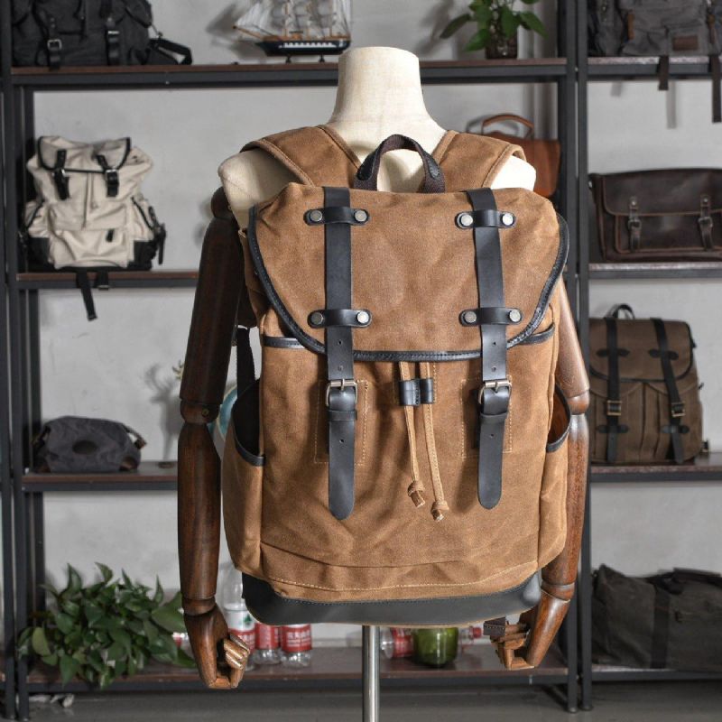 Grand Sac À Dos Voyage Vintage Toile Pour Hommes