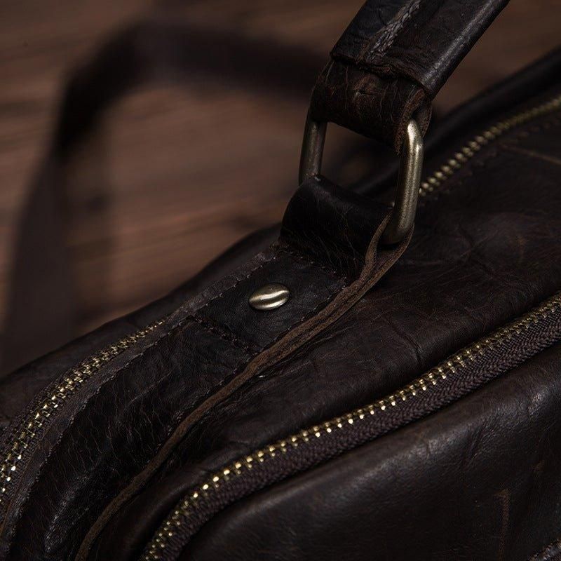 Grand Sac Messager Vintage Cuir Véritable