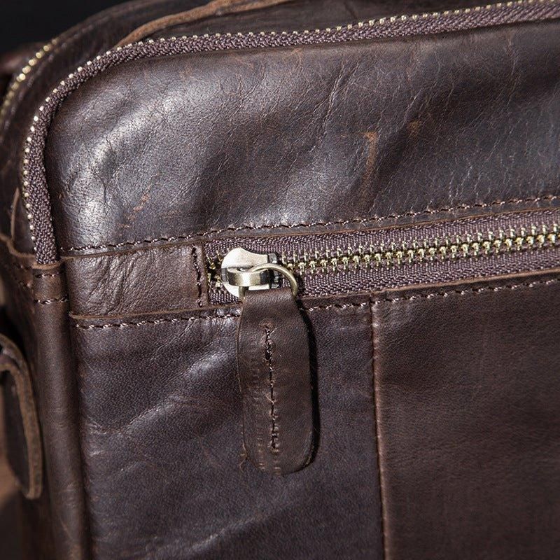 Grand Sac Messager Vintage Cuir Véritable