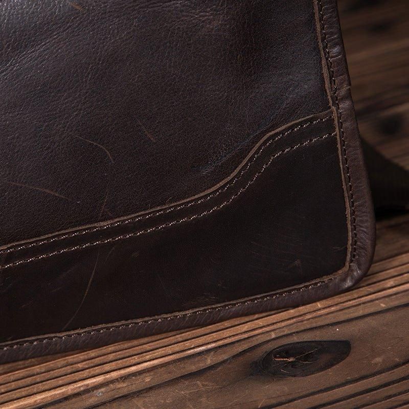 Grand Sac Messager Vintage Cuir Véritable