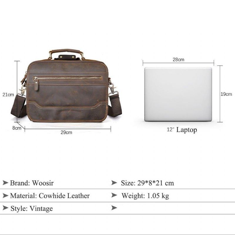 Grand Sac Messager Vintage Cuir Véritable
