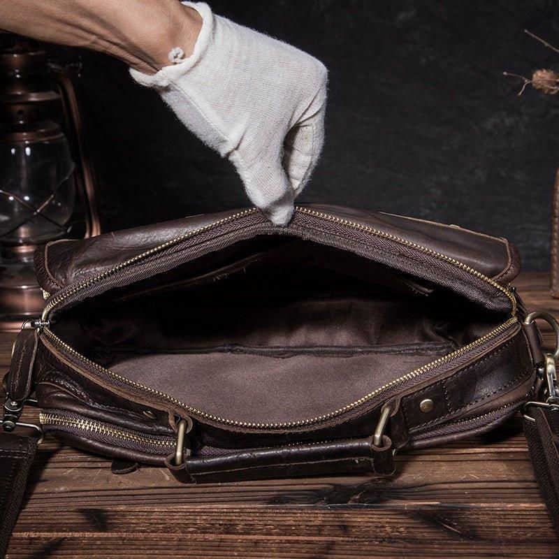 Grand Sac Messager Vintage Cuir Véritable