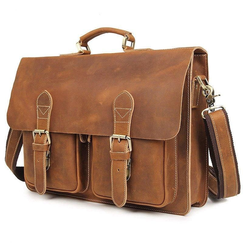Mallette Cuir Pour Homme Grand Ordinateur Portable 15.6 Pouces