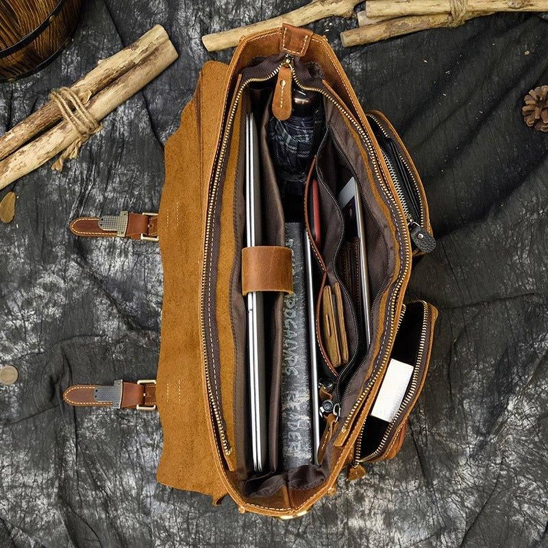 Mallette Cuir Pour Homme Grand Ordinateur Portable 15.6 Pouces