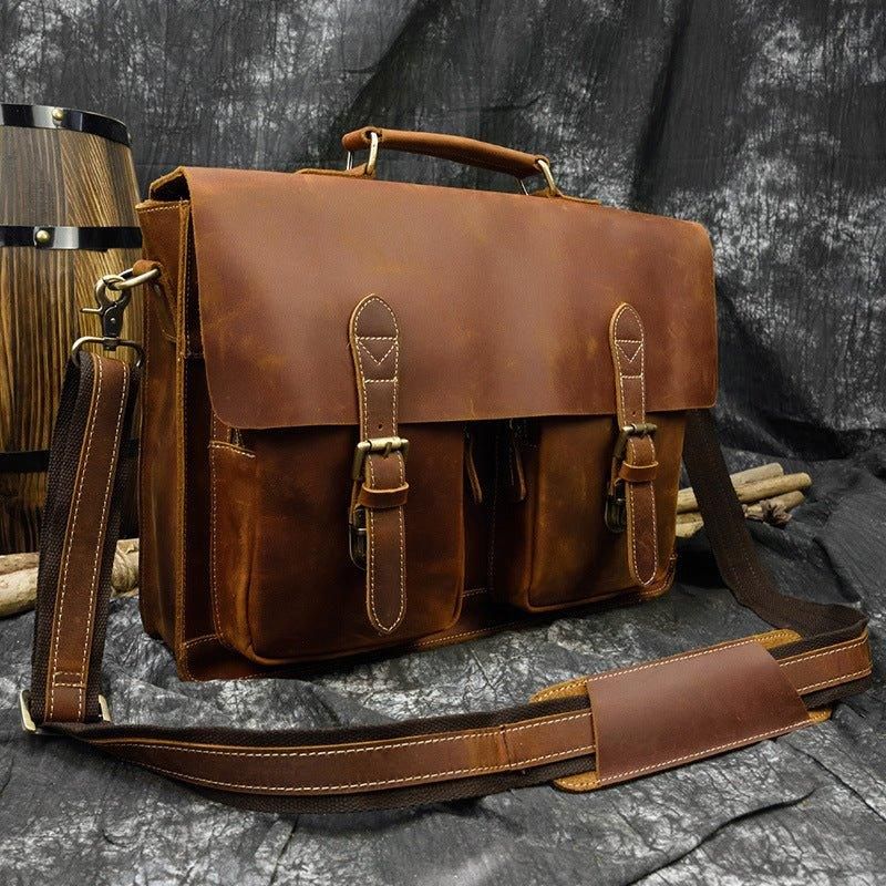 Mallette Cuir Pour Homme Grand Ordinateur Portable 15.6 Pouces
