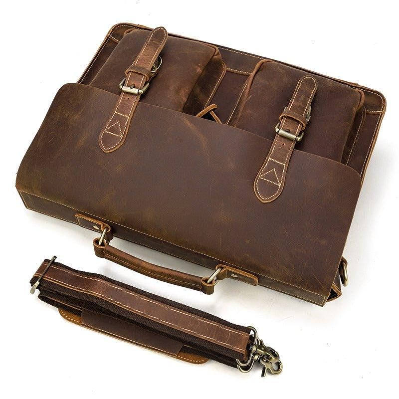 Mallette Cuir Pour Homme Grand Ordinateur Portable 15.6 Pouces