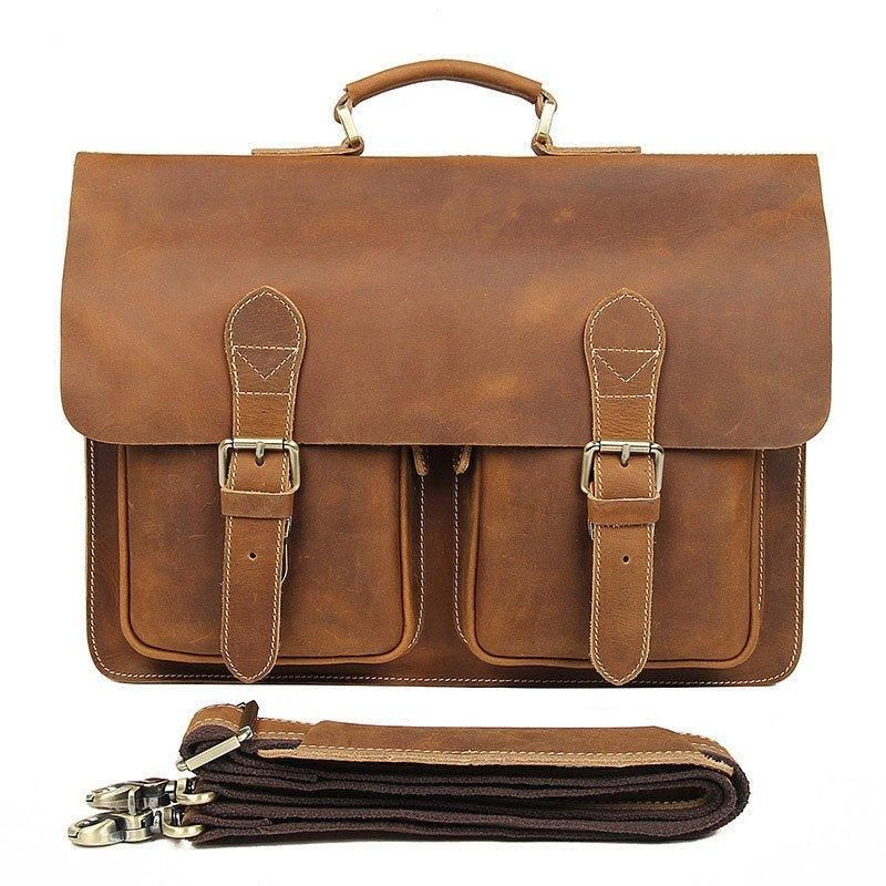Mallette Cuir Pour Homme Grand Ordinateur Portable 15.6 Pouces