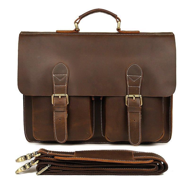 Mallette Cuir Pour Homme Grand Ordinateur Portable 15.6 Pouces