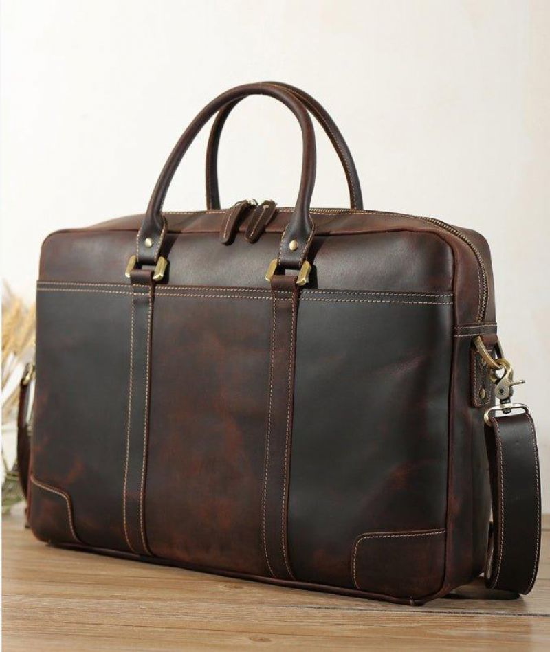 Mallette Cuir Vintage Pour Ordinateur Portable 17.3 Pouces Business