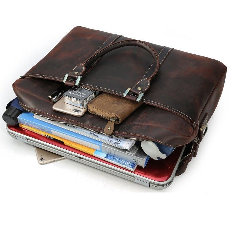 Mallette Cuir Vintage Pour Ordinateur Portable 17.3 Pouces Business