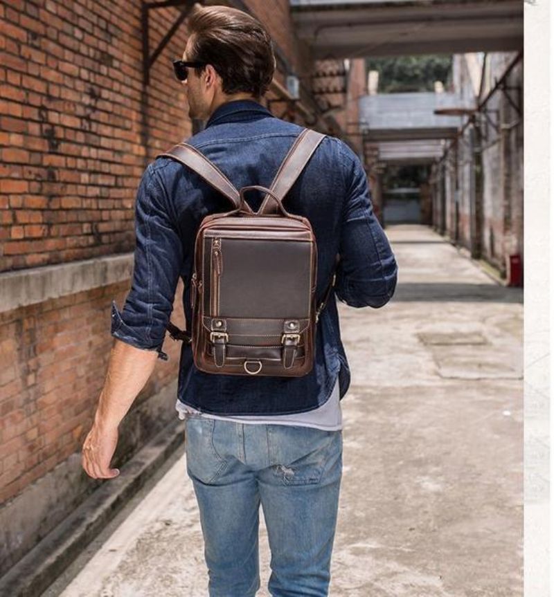 Petit Sac À Dos Convertible Cuir Pour Hommes Vintage