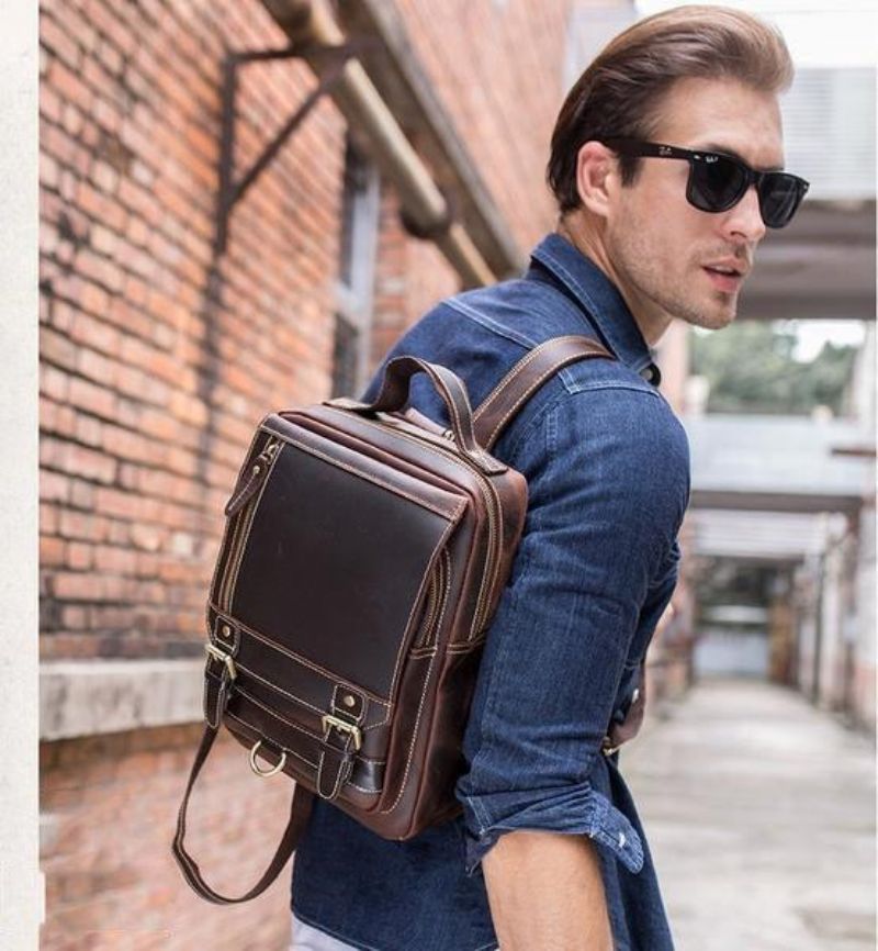 Petit Sac À Dos Convertible Cuir Pour Hommes Vintage