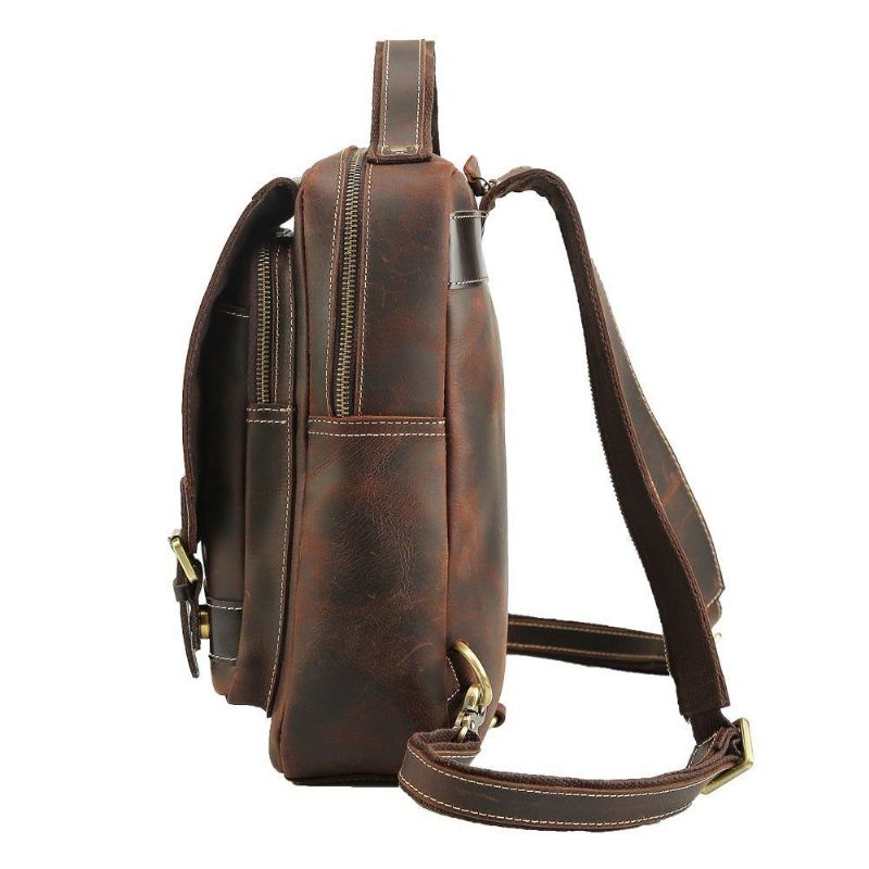 Petit Sac À Dos Convertible Cuir Pour Hommes Vintage