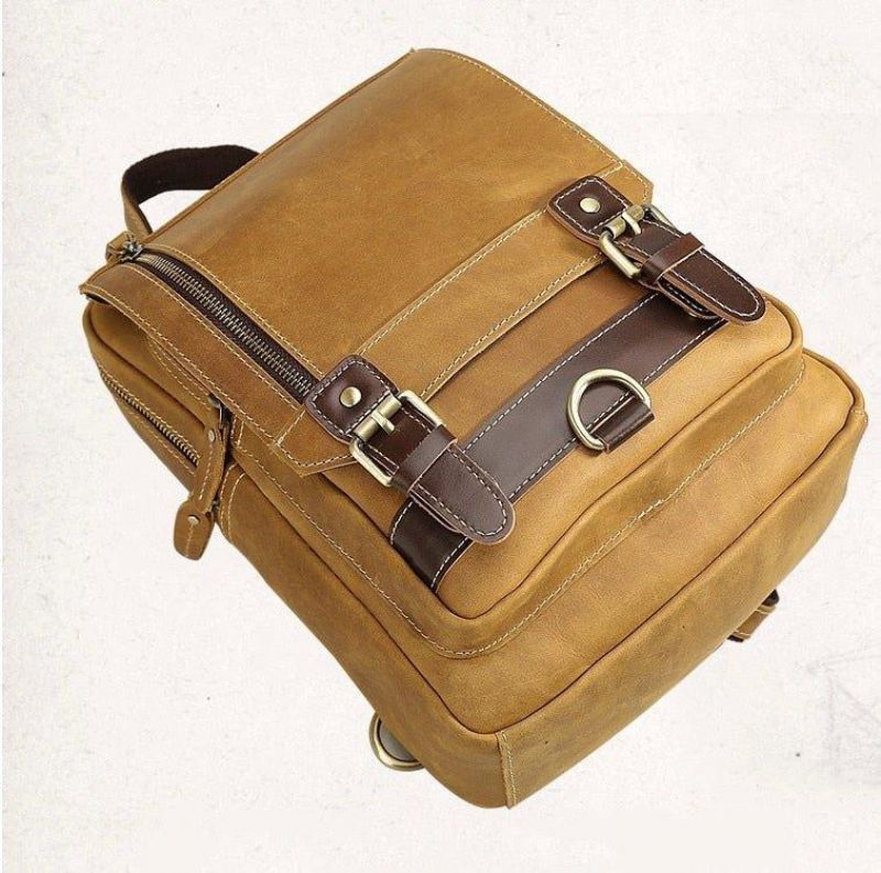 Petit Sac À Dos Convertible Cuir Pour Hommes Vintage