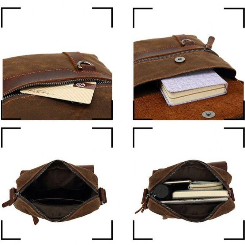 Petit Sac Messager À Bandoulière Toile Pour Homme