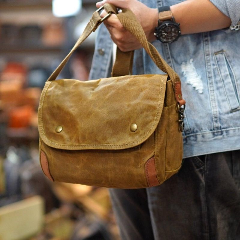 Petit Sac Messager Toile Cirée Pour Homme
