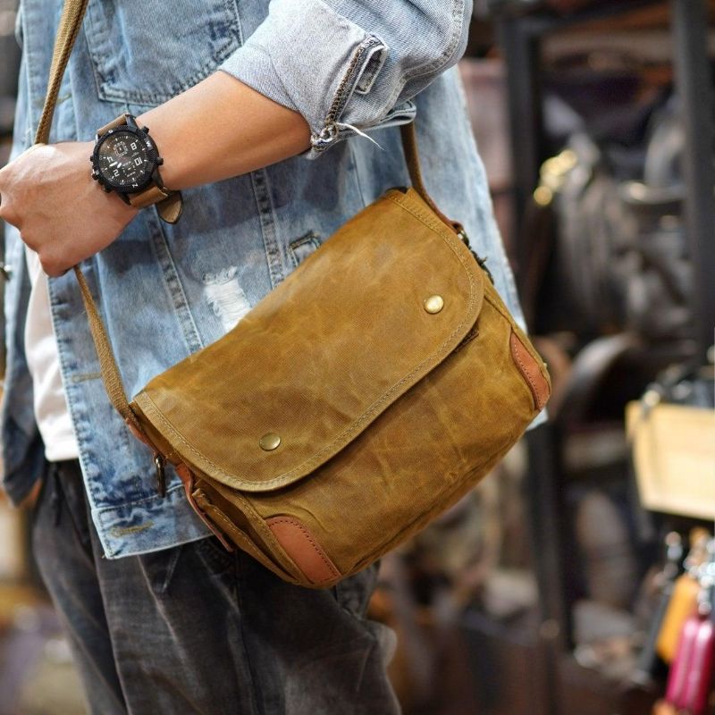 Petit Sac Messager Toile Cirée Pour Homme