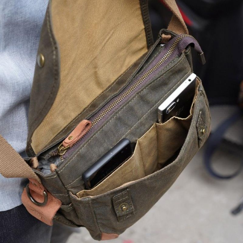 Petit Sac Messager Toile Cirée Pour Homme
