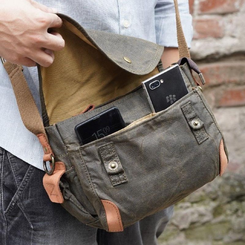 Petit Sac Messager Toile Cirée Pour Homme
