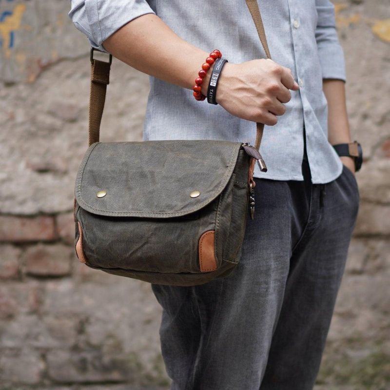 Petit Sac Messager Toile Cirée Pour Homme