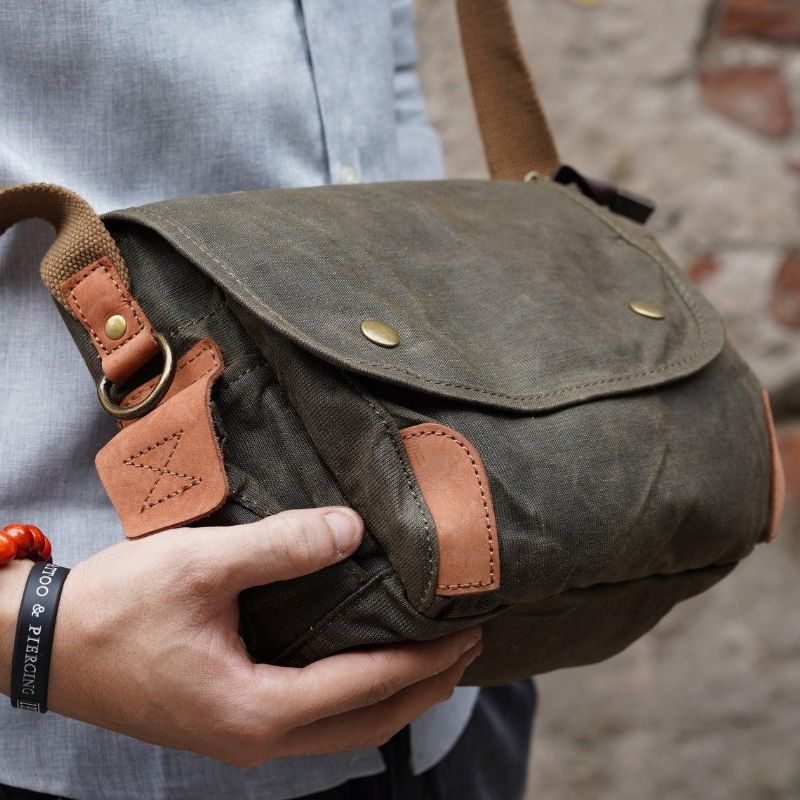 Petit Sac Messager Toile Cirée Pour Homme